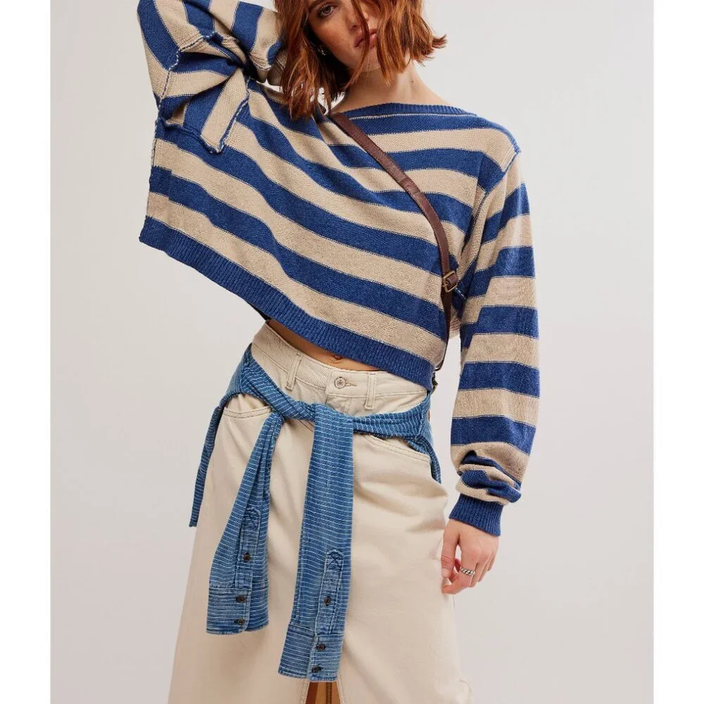 FREE PEOPLE Into The Blue Pullover / Blue Combo